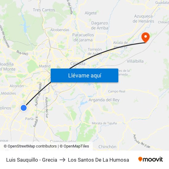 Luis Sauquillo - Grecia to Los Santos De La Humosa map