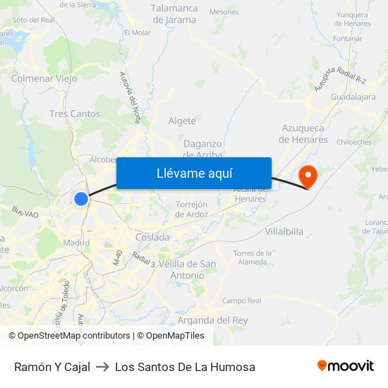 Ramón Y Cajal to Los Santos De La Humosa map
