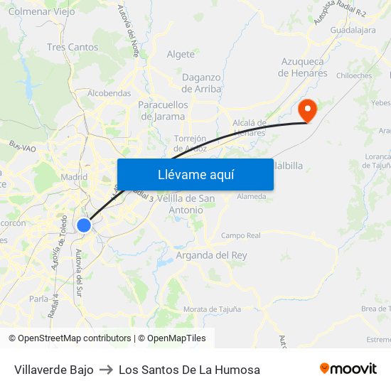 Villaverde Bajo to Los Santos De La Humosa map