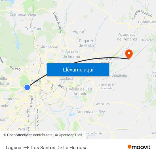 Laguna to Los Santos De La Humosa map