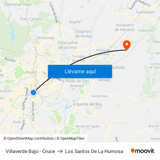 Villaverde Bajo - Cruce to Los Santos De La Humosa map