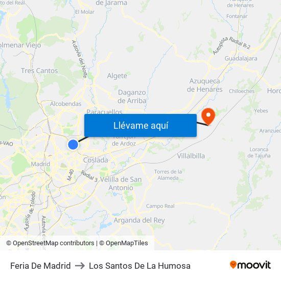 Feria De Madrid to Los Santos De La Humosa map