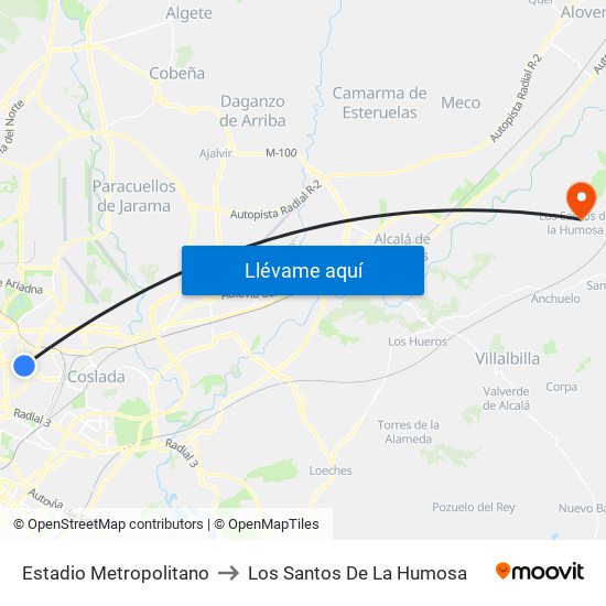 Estadio Metropolitano to Los Santos De La Humosa map