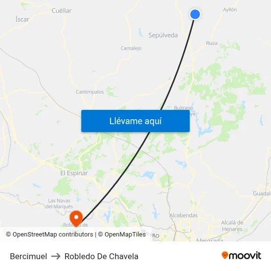 Bercimuel to Robledo De Chavela map