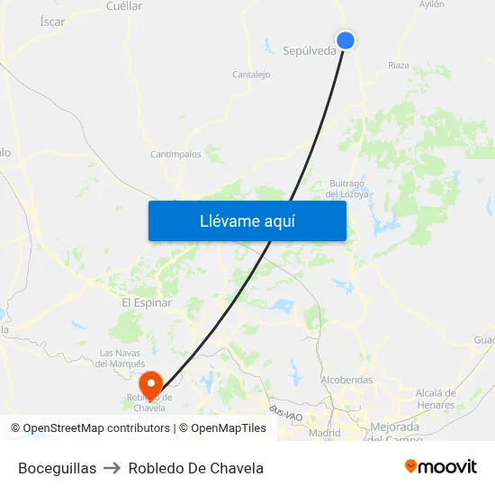 Boceguillas to Robledo De Chavela map