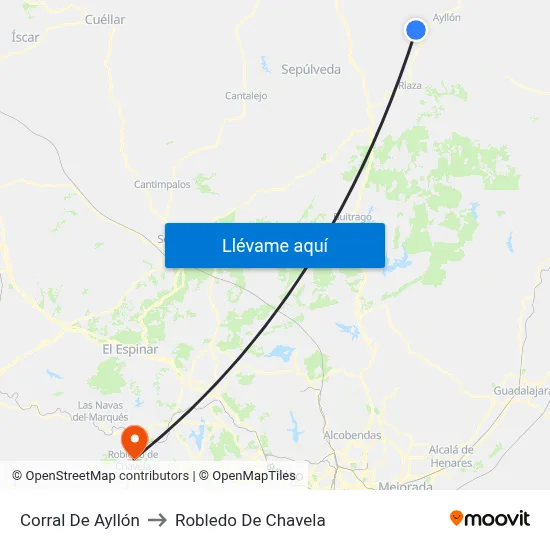 Corral De Ayllón to Robledo De Chavela map