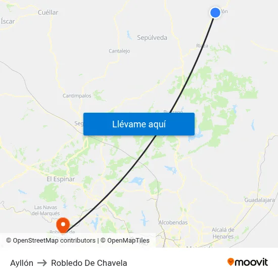 Ayllón to Robledo De Chavela map