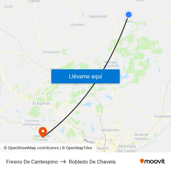 Fresno De Cantespino to Robledo De Chavela map