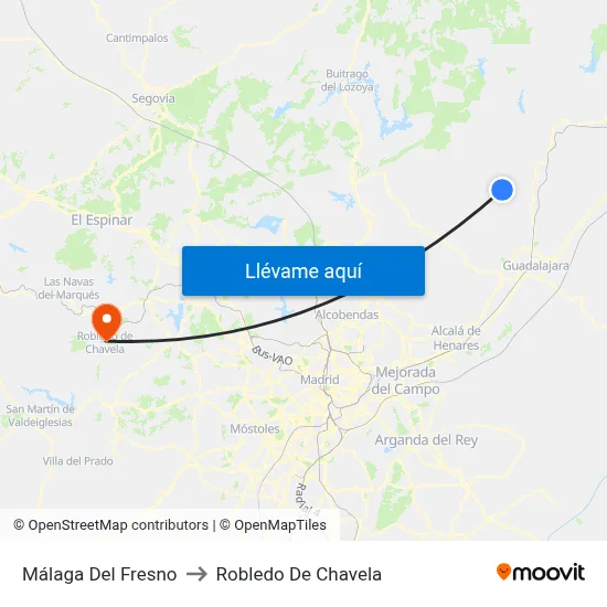 Málaga Del Fresno to Robledo De Chavela map