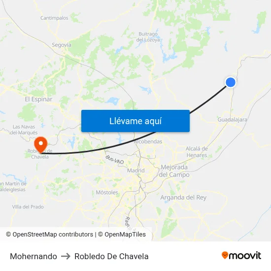 Mohernando to Robledo De Chavela map