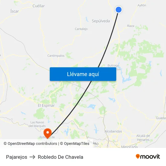 Pajarejos to Robledo De Chavela map