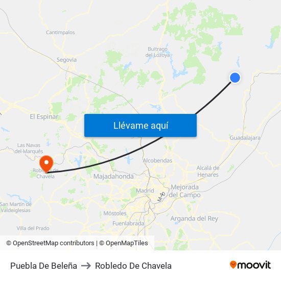 Puebla De Beleña to Robledo De Chavela map