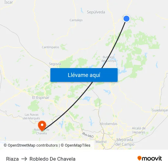 Riaza to Robledo De Chavela map
