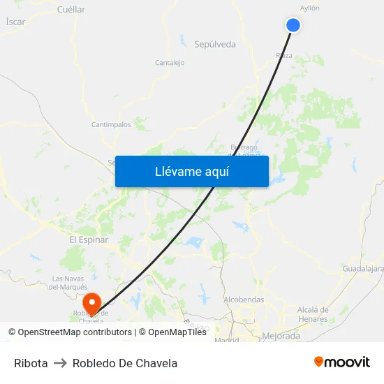 Ribota to Robledo De Chavela map