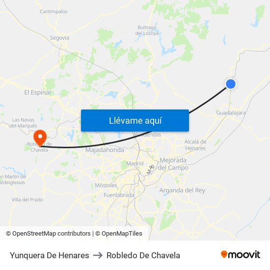 Yunquera De Henares to Robledo De Chavela map
