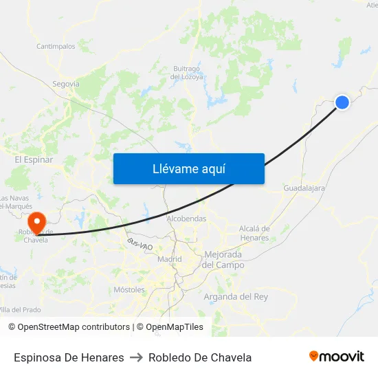 Espinosa De Henares to Robledo De Chavela map
