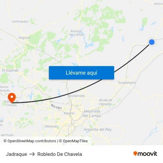 Jadraque to Robledo De Chavela map