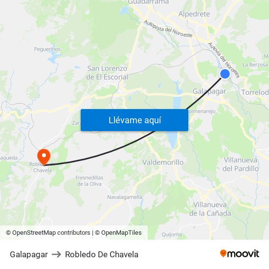Galapagar to Robledo De Chavela map