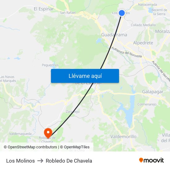 Los Molinos to Robledo De Chavela map