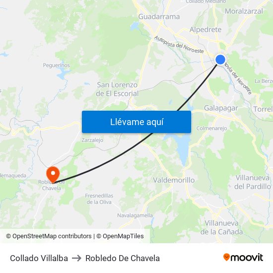 Collado Villalba to Robledo De Chavela map