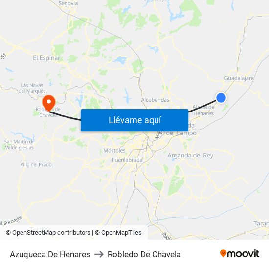 Azuqueca De Henares to Robledo De Chavela map