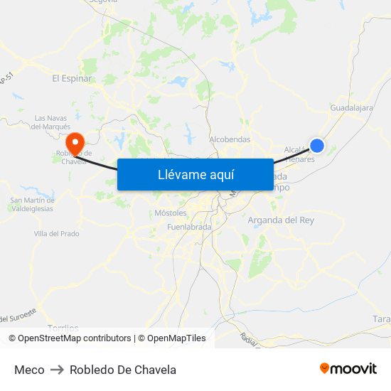 Meco to Robledo De Chavela map