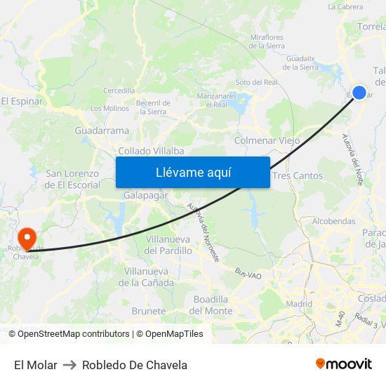 El Molar to Robledo De Chavela map