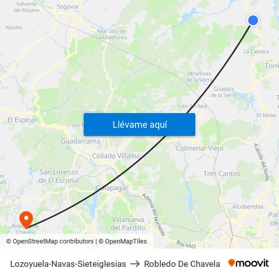 Lozoyuela-Navas-Sieteiglesias to Robledo De Chavela map