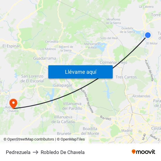 Pedrezuela to Robledo De Chavela map