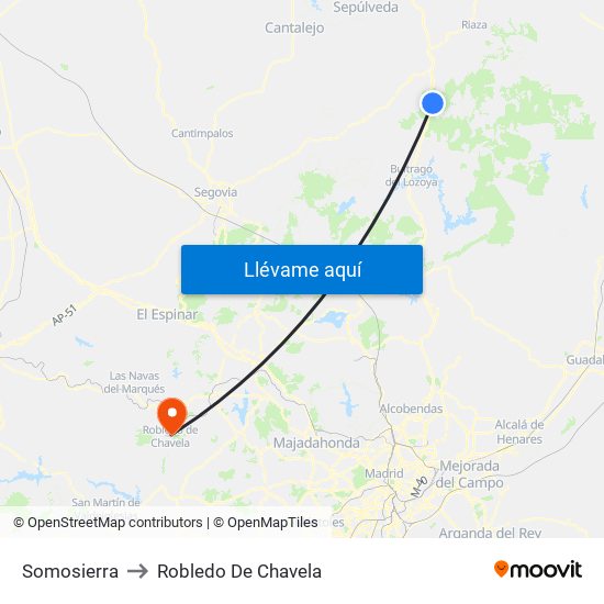 Somosierra to Robledo De Chavela map