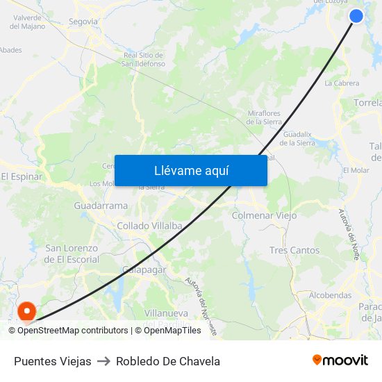 Puentes Viejas to Robledo De Chavela map