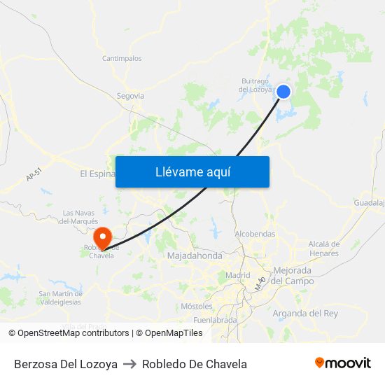 Berzosa Del Lozoya to Robledo De Chavela map