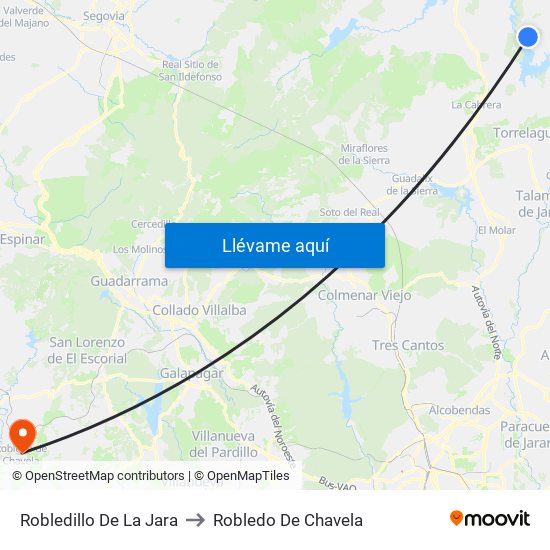 Robledillo De La Jara to Robledo De Chavela map