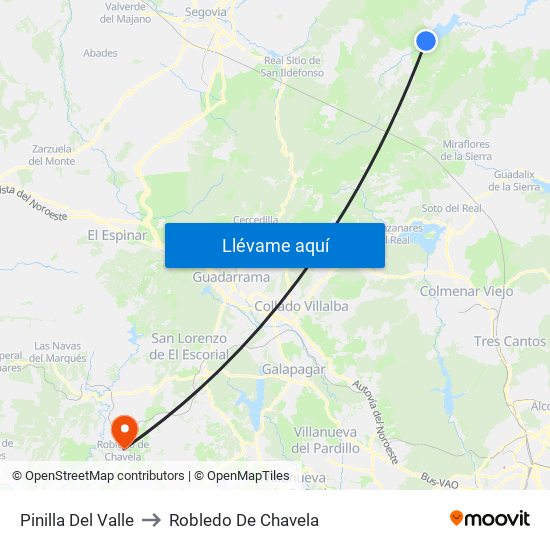 Pinilla Del Valle to Robledo De Chavela map