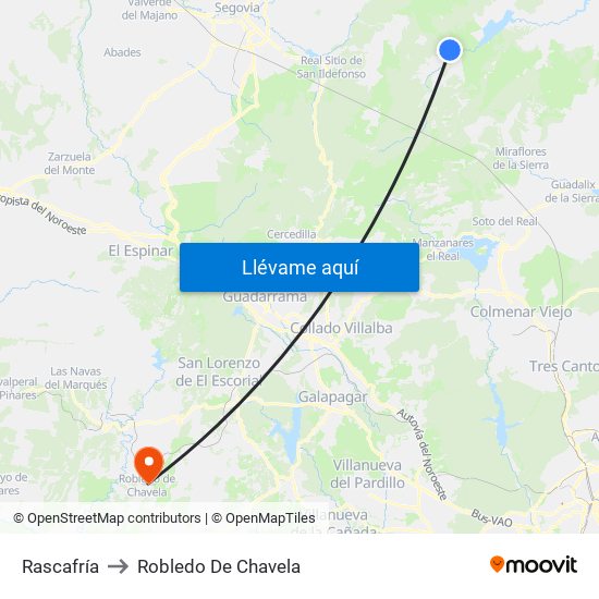 Rascafría to Robledo De Chavela map