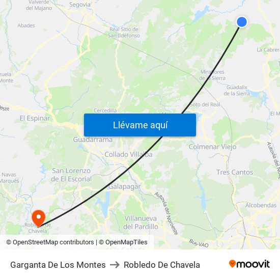 Garganta De Los Montes to Robledo De Chavela map