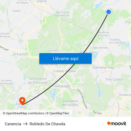 Canencia to Robledo De Chavela map