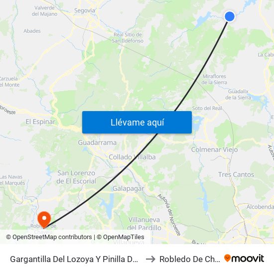 Gargantilla Del Lozoya Y Pinilla De Buitrago to Robledo De Chavela map