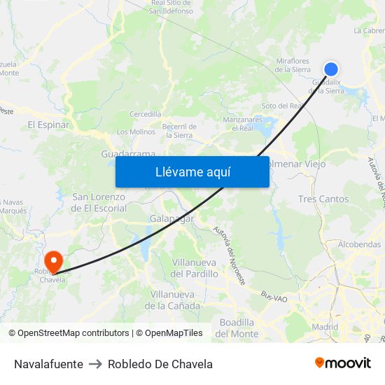 Navalafuente to Robledo De Chavela map