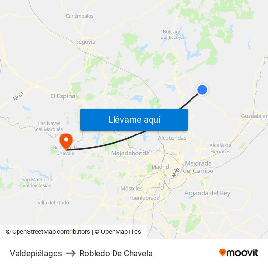 Valdepiélagos to Robledo De Chavela map
