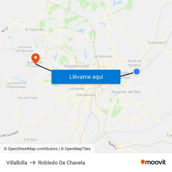 Villalbilla to Robledo De Chavela map