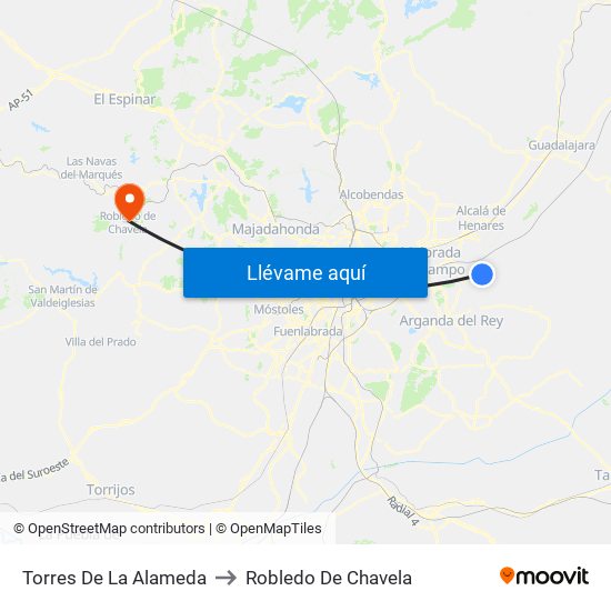 Torres De La Alameda to Robledo De Chavela map