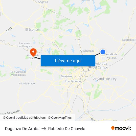 Daganzo De Arriba to Robledo De Chavela map