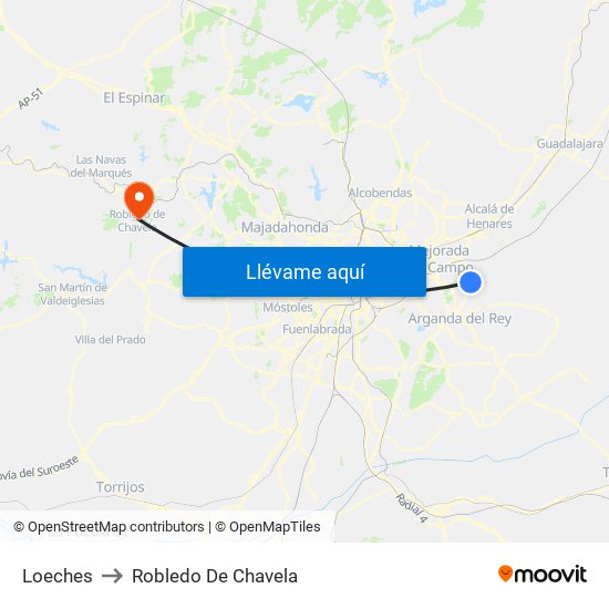 Loeches to Robledo De Chavela map