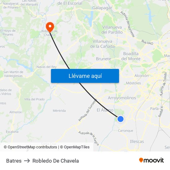 Batres to Robledo De Chavela map