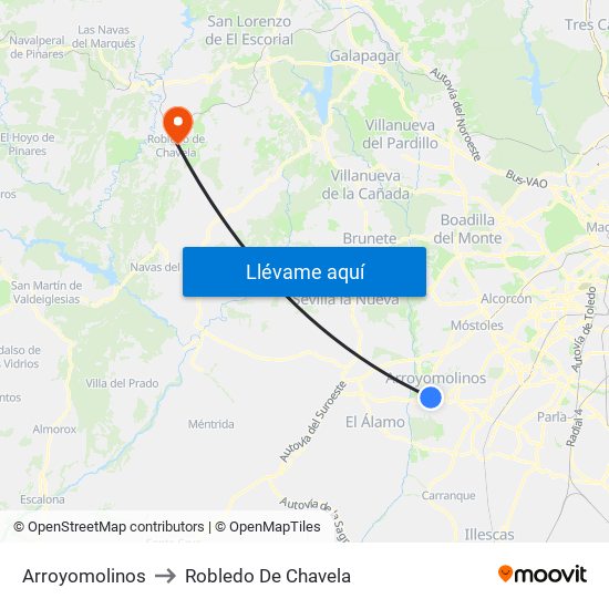 Arroyomolinos to Robledo De Chavela map