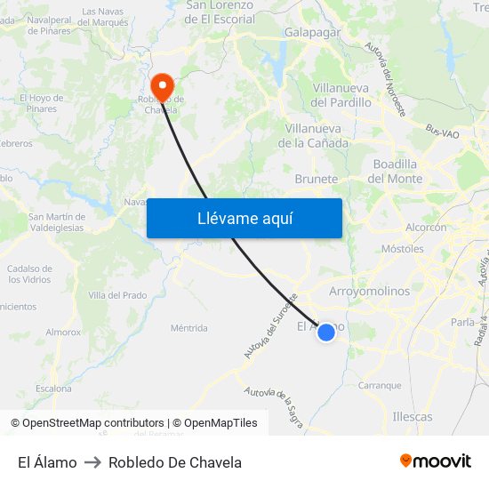 El Álamo to Robledo De Chavela map