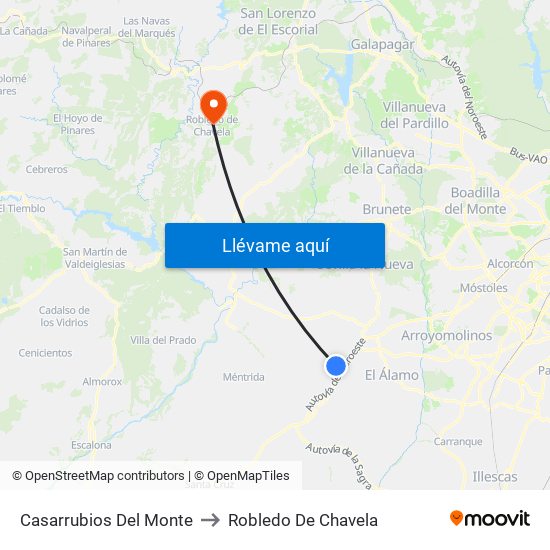 Casarrubios Del Monte to Robledo De Chavela map