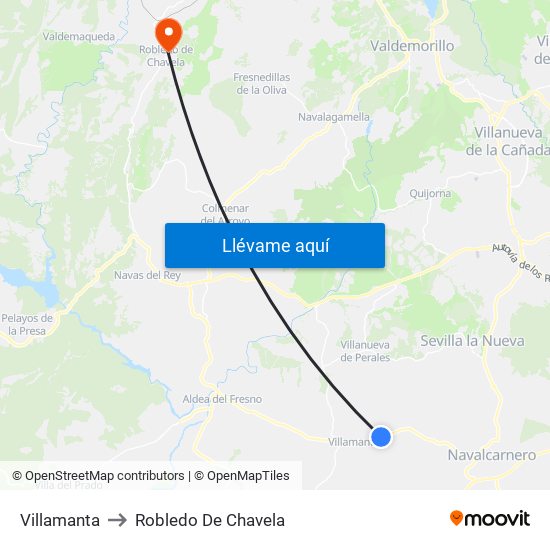 Villamanta to Robledo De Chavela map
