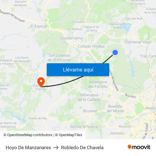 Hoyo De Manzanares to Robledo De Chavela map